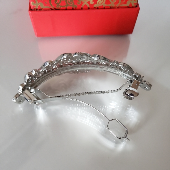 Fashion Silver Hair Clip Strong For Thick Hair Beautiful Design Wedding Gala - Picture 6 of 6